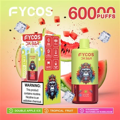 „FYCOS Triple 60000“ puffo vienkartinis vape skaidrės, kad pakeistų skonio skaitmeninį ekraną 2 1 dvigubos tinklo ritėje
